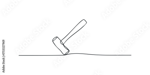 Minimalist hammer abstract line drawing