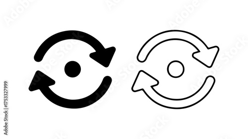 Circular arrows with center dot with transparent background