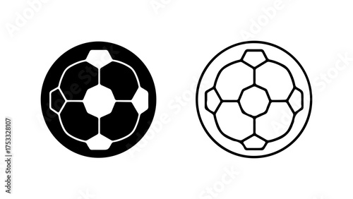 Soccer balls outline and solid with transparent background