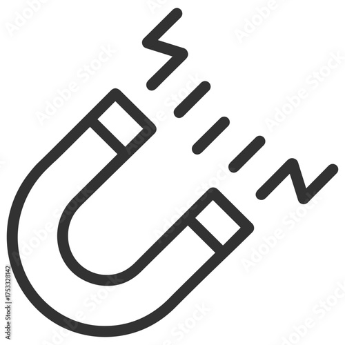 Magnet symbol representing attraction, energy and magnetic force concept on transparent background