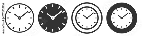 Clock icon set on transparent background