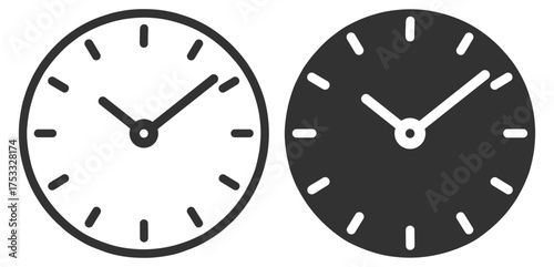 Clock icon set on transparent background
