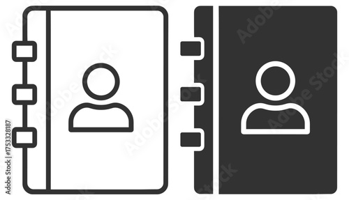 Address book contact icon set on transparent background