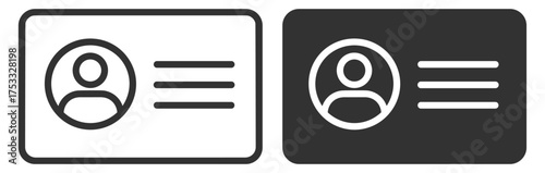 ID card profile icon set on transparent background