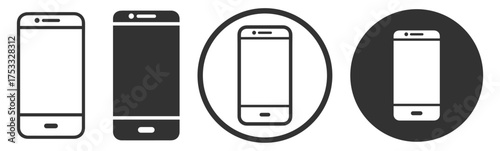 Smartphone mobile device icon set on transparent background
