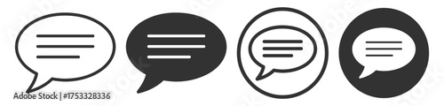 Chat message bubble icon set on transparent background