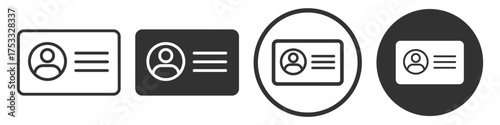 ID card profile icon set on transparent background