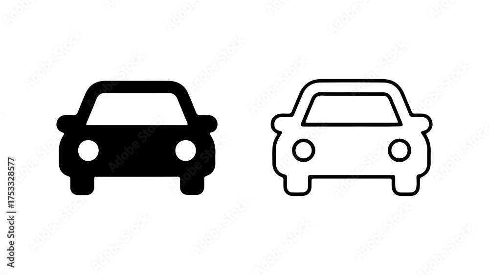 Obraz premium Car icons with outline and solid fill with transparent background