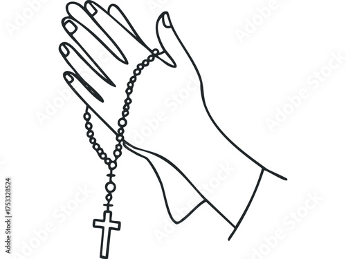 Hands holding rosary with cross