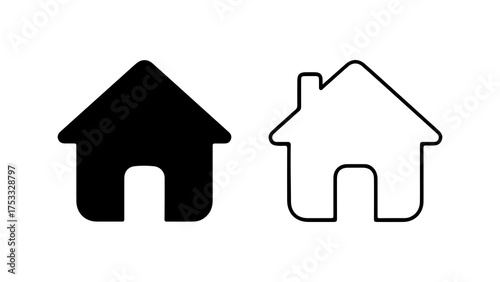 Home icons with outline and solid fill with transparent background