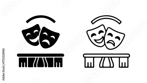 Theater masks and column with transparent background