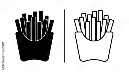 French fries in container with transparent background