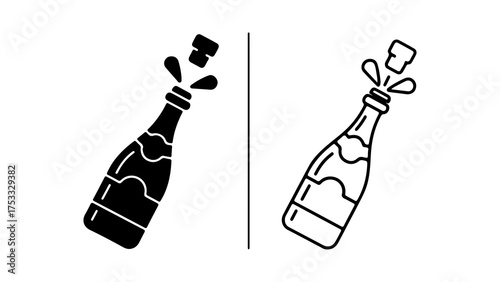 Champagne bottle popping with transparent background