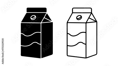 Milk carton outline and solid with transparent background