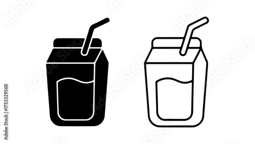 Juice box with straw with transparent background