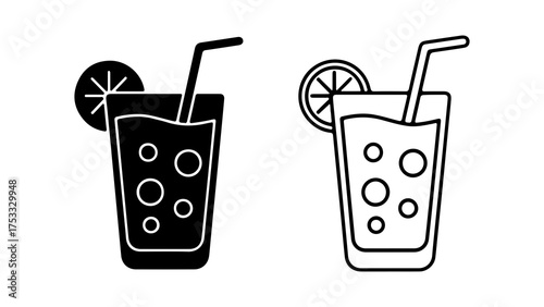 Lemonade glass with straw and transparent background