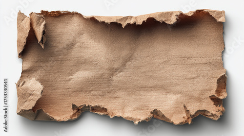Wallpaper Mural A piece of torn and crumpled brown cardboard on a white surface showing rough edges Torontodigital.ca