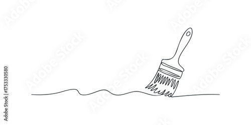 Minimalist paintbrush drawing line art stroke