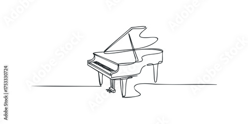 Grand piano outline continuous line drawing