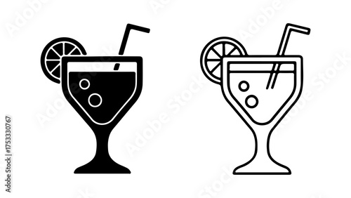 Cocktail glasses with citrus and straws with transparent background