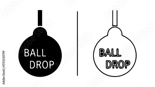 New year ball drop icons with transparent background