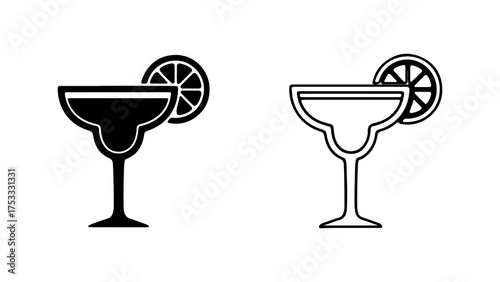 Cocktail glasses with orange slice with transparent background