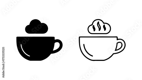 Hot beverage cup with steam with transparent background