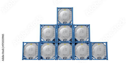 Papier peint Stack of blue 20 foot tank containers