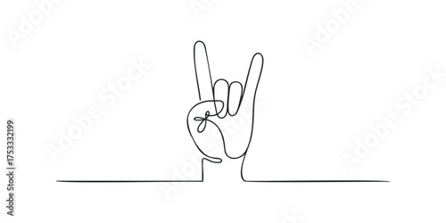 Rock and Roll Hand Gesture Line Art