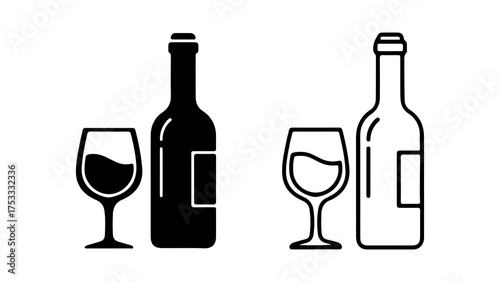 Wine bottle and glass with transparent background