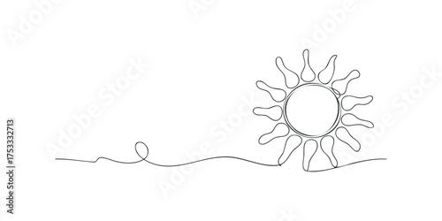 Line Art Sun With Abstract Horizon