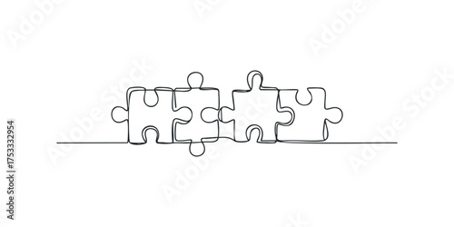 Connected Puzzle Pieces Line Drawing