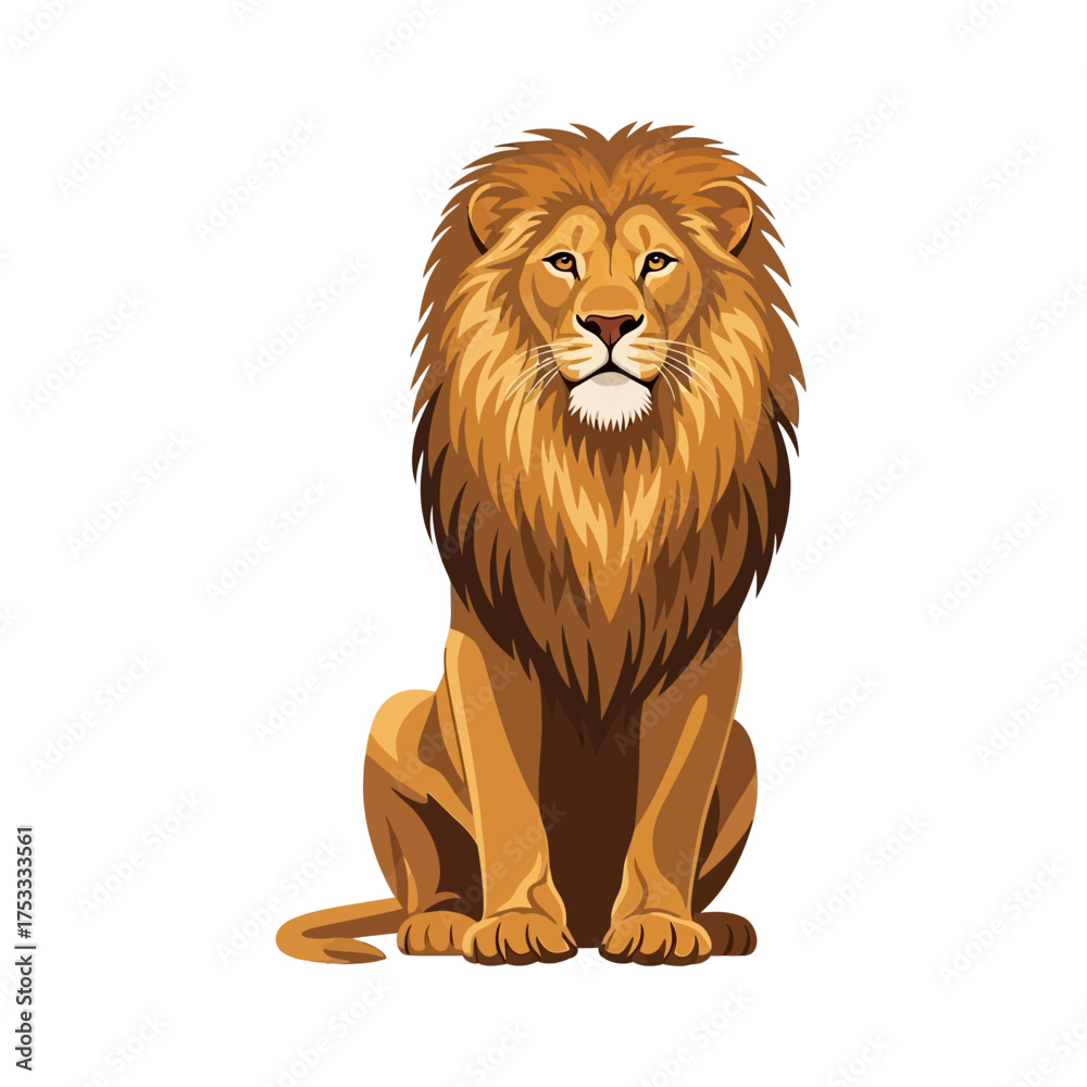 Fototapeta premium Majestic Lion Vector Illustration on White Background
