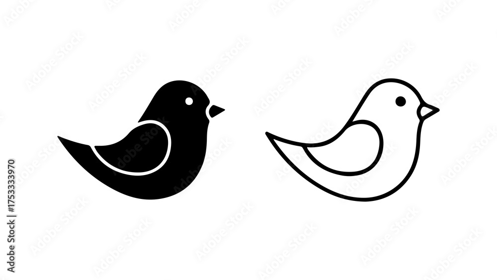 Obraz premium Bird icons with outline and solid fill with transparent background