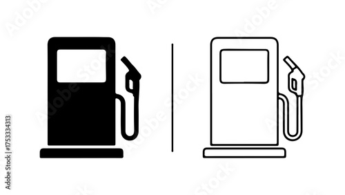 Gas pump icon set with transparent background