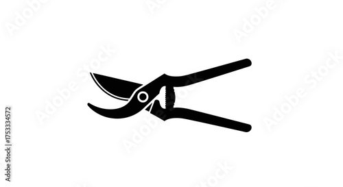 Silhouette of pruning shears, a gardening tool, isolated on a white background.