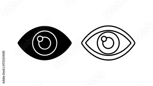 Eye icons with outline and solid fill with transparent background