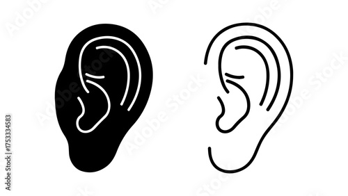 Ear icon set with transparent background