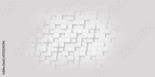Random shifted white cube boxes block background wallpaper banner with copy space. Modern Abstract White texture cube box wall room,3D Rendering .