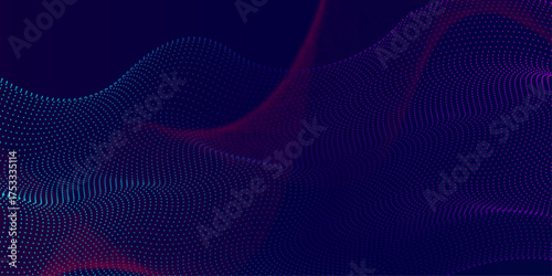 Wave of musical sounds. Abstract background with interweaving of dots and lines. 3D rendering. Lights background. Colored music wave. Big data digital code.  Digital background. 3d rendering.