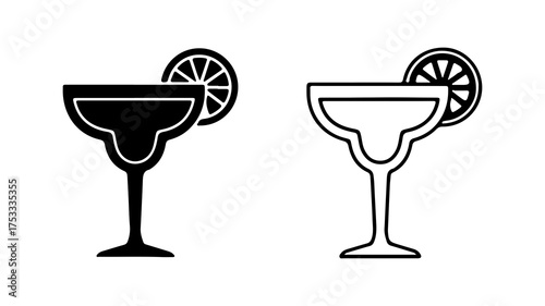 Cocktail glasses with lime garnish with transparent background