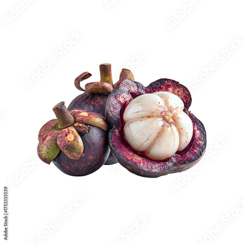 Fresh mangosteen fruit, showing the delicious white segments, perfect for healthy eating and tropical cuisine concepts