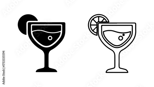 Cocktail glasses with garnish with transparent background