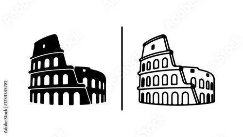 Colosseum landmark outline with transparent background