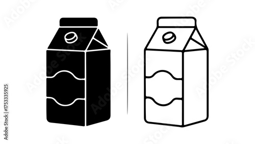 Milk carton outline and solid with transparent background
