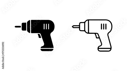 Drill tools outline and solid with transparent background