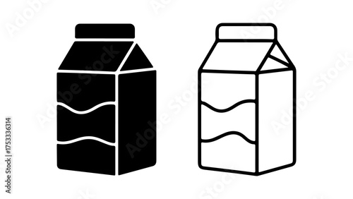 Milk carton outline and solid with transparent background