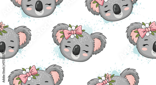 Cute koala bears wearing floral bows are a sweet sight.