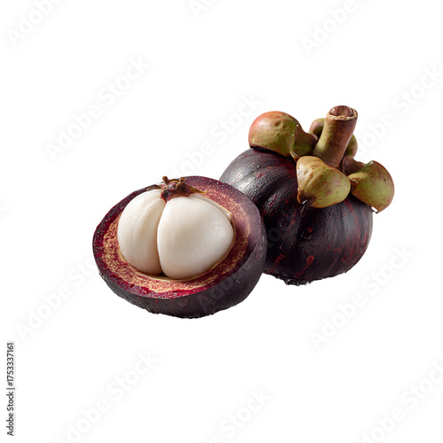 Fresh, ripe mangosteen fruit with juicy white segments, a tropical delight perfect for healthy eating and vibrant culinary creations