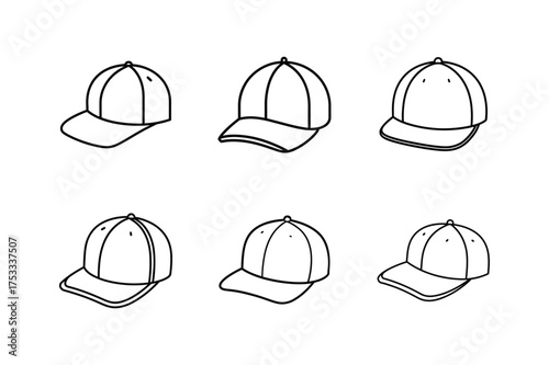 snapback cap icon line art vector illustration